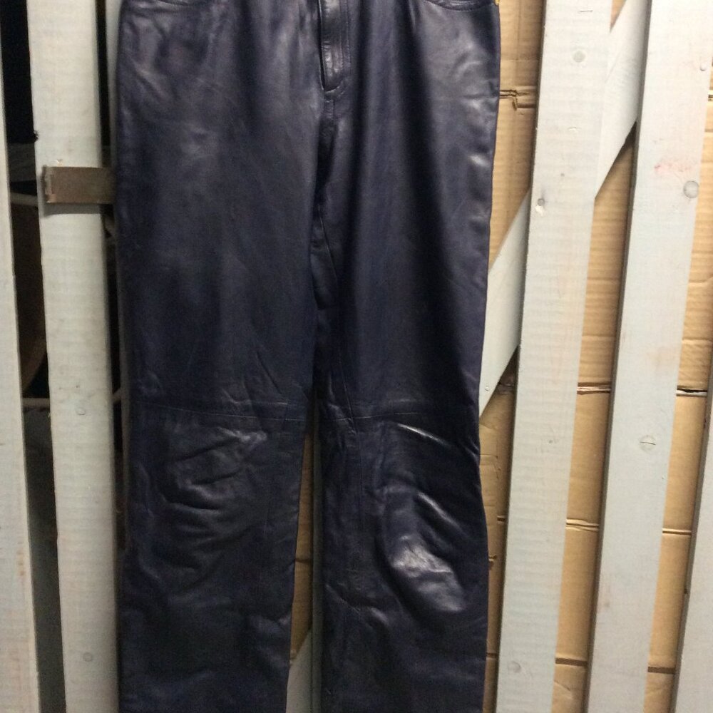 RALPH LAUREN Size 8 Purple Leather Pants Made in Italy